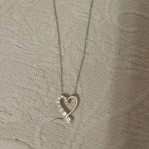 Elegant Heart Pendant Necklace 925 sterling silver & cubic zirconia